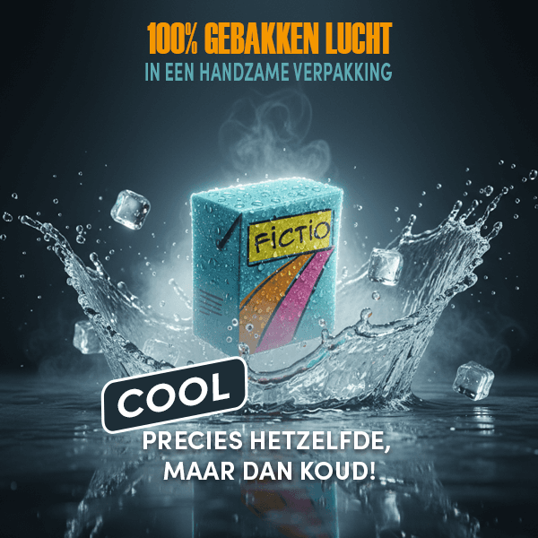 Verpakking van Fictio Cool, gebakken lucht met een ijskoude frisheid